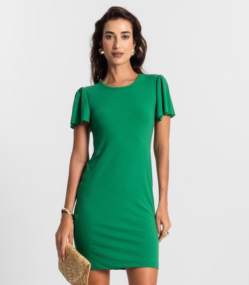 Vestido Feminino Curto De Ribana Canelada KO Verde