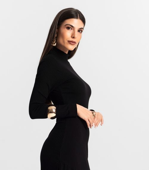 Vestido Midi Manga Longa Endless Preto