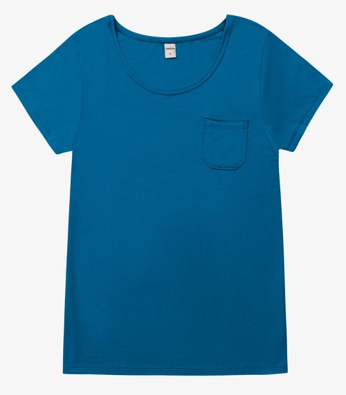 Blusa Feminina Viscotorcion Com Bolso Rovitex Azul