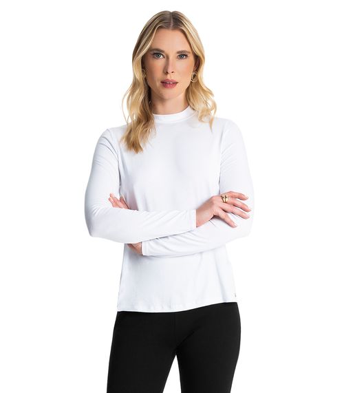 Blusa Feminina Manga Longa Gola Alta Rovitex Branco