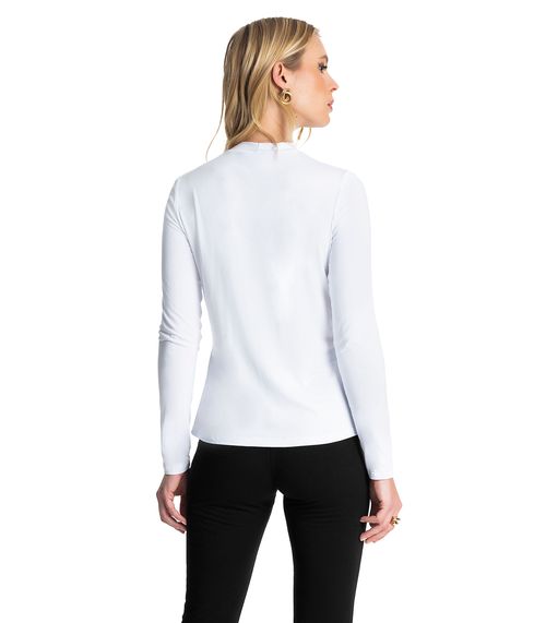 Blusa Feminina Manga Longa Gola Alta Rovitex Branco
