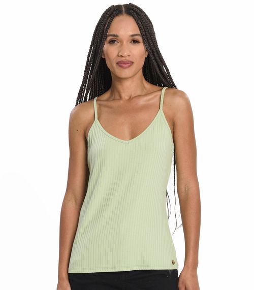 Blusa De Alça Feminina Ribana Canelada Rovitex Verde