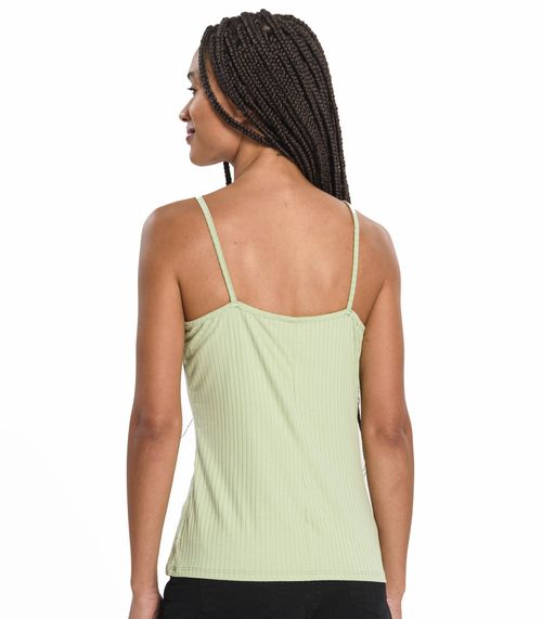 Blusa De Alça Feminina Ribana Canelada Rovitex Verde