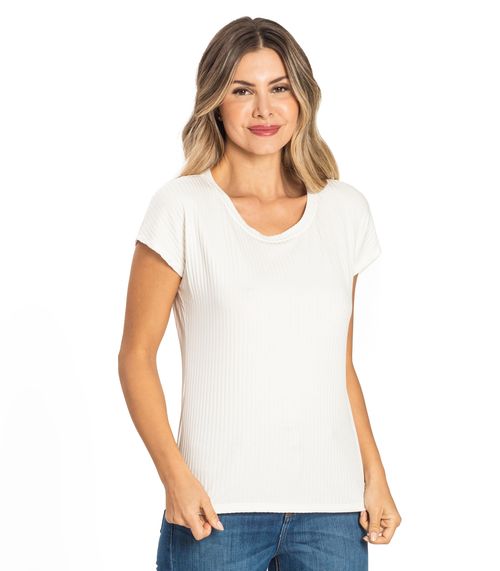 Blusa Feminina Ribana Canelada Básica Rovitex Bege