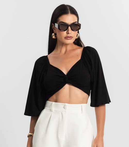 Blusa Cropped Feminina Nózinho Rovitex Preto