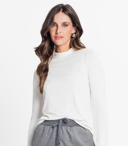 Blusa Feminina Manga Longa Gola Alta Rovitex Bege