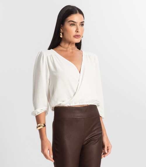 Blusa Feminina Manga 3/4 Rovitex Bege
