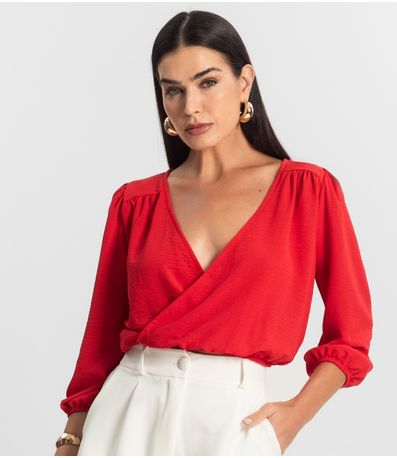 Blusa Feminina Manga 3/4 Rovitex Vermelho