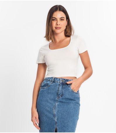 Blusa Cropped Feminina Rovitex Bege