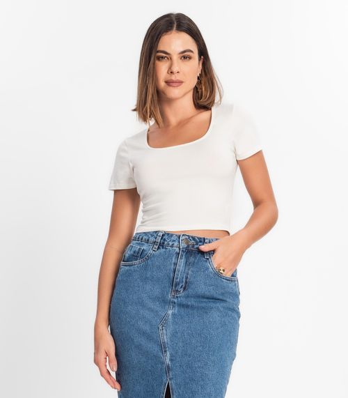 Blusa Cropped Feminina Rovitex Bege