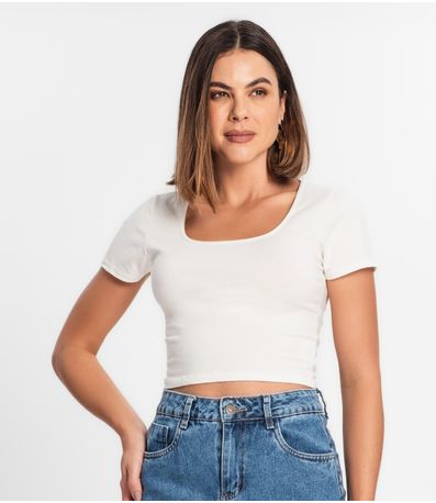 Blusa Cropped Feminina Rovitex Bege