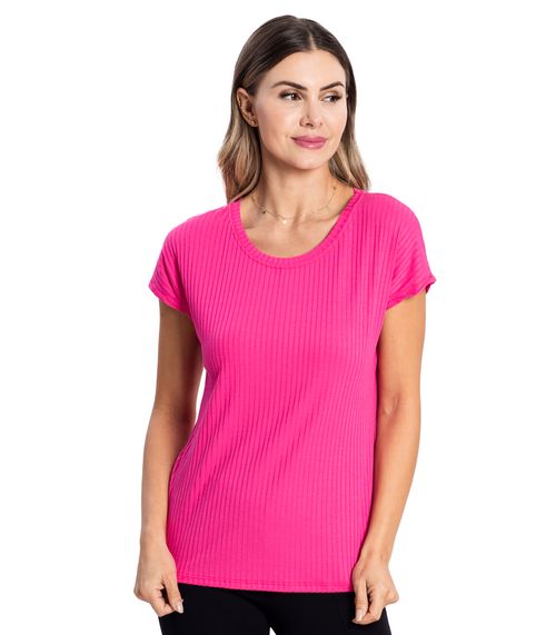 Blusa Feminina Ribana Canelada Básica Rovitex Rosa