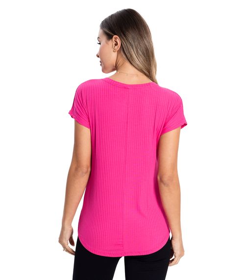 Blusa Feminina Ribana Canelada Básica Rovitex Rosa
