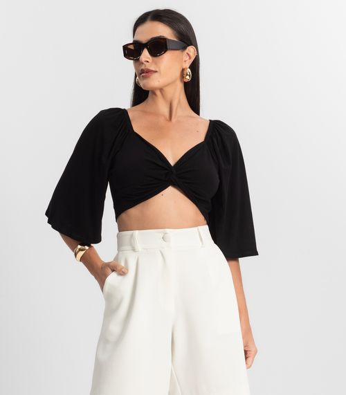 Blusa Cropped Feminina Nózinho Rovitex Preto