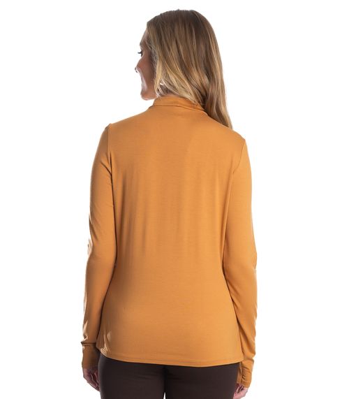 Blusa Feminina Manga Longa Gola Alta Rovitex Marrom