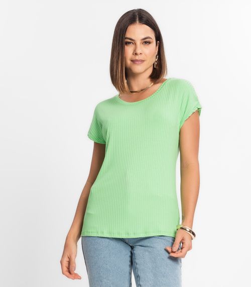 Blusa Feminina Ribana Canelada Básica Rovitex Verde