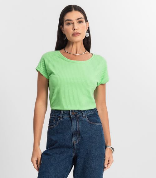 Blusa Feminina Ribana Canelada Básica Rovitex Verde