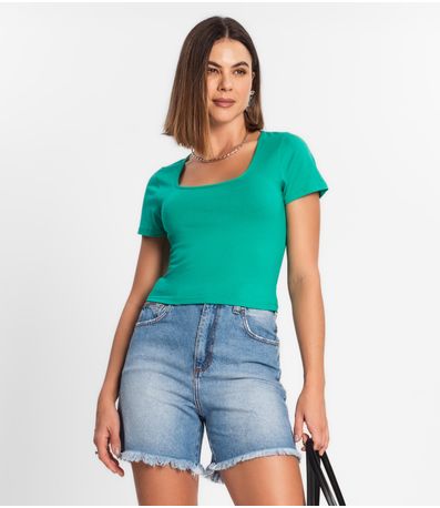 Blusa Cropped Feminina Rovitex Verde