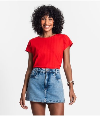 Blusa Feminina Ribana Canelada Básica Rovitex Laranja