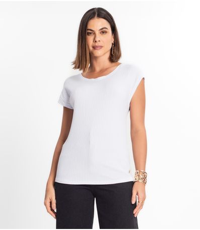 Blusa Feminina Ribana Canelada Básica Rovitex Branco