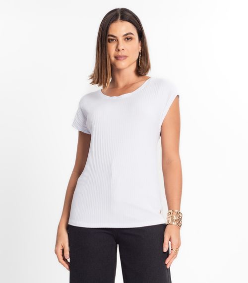 Blusa Feminina Ribana Canelada Básica Rovitex Branco