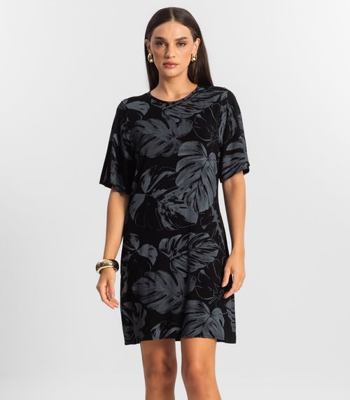 Vestido Feminino Estampado Rovitex Preto