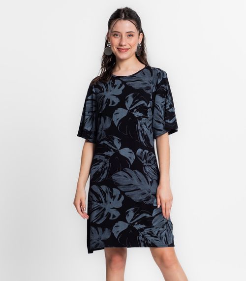 Vestido Feminino Estampado Rovitex Preto