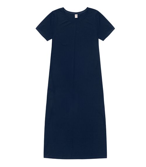 Vestido Midi Ribana Canelada Básico Rovitex Azul