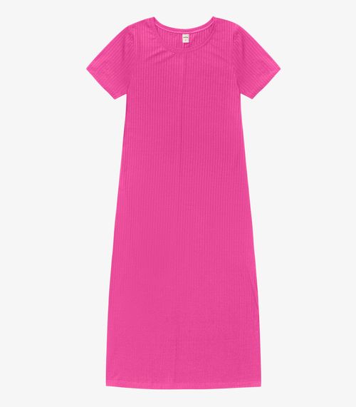 Vestido Midi Ribana Canelada Básico Rovitex Rosa