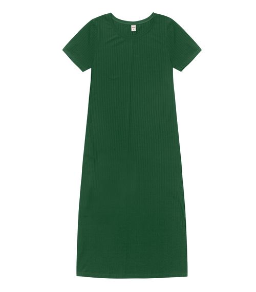 Vestido Midi Ribana Canelada Básico Rovitex Verde