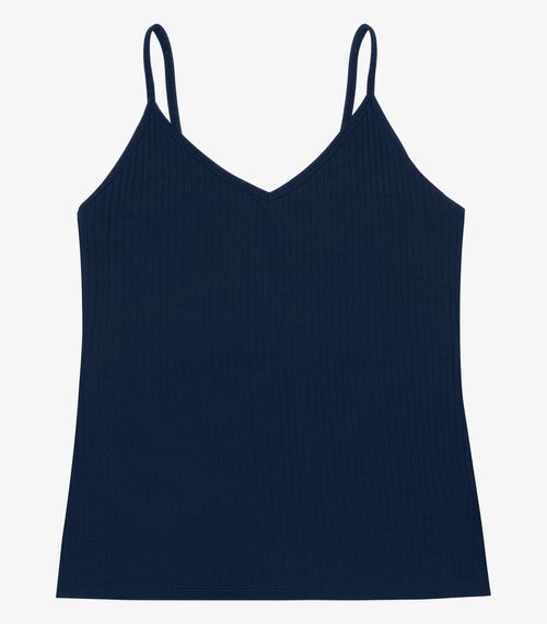 Blusa De Alça Feminina Ribana Canelada Rovitex Azul