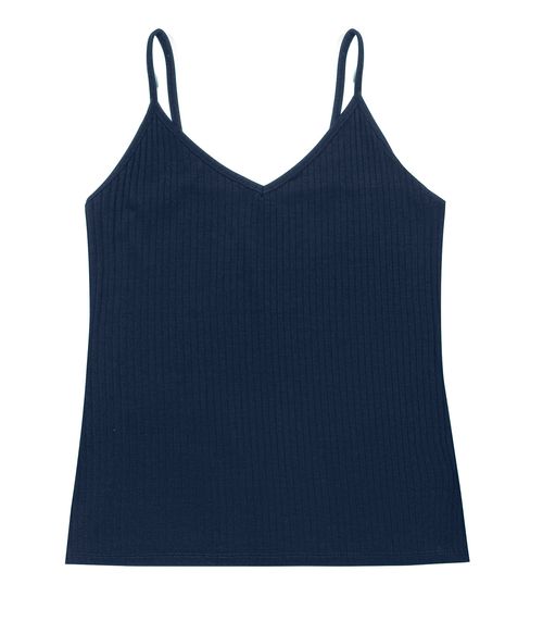 Blusa De Alça Feminina Ribana Canelada Rovitex Azul