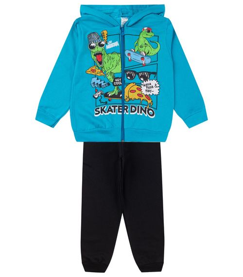 Conjunto De Moletom Infantil Com Capuz Kappes Azul
