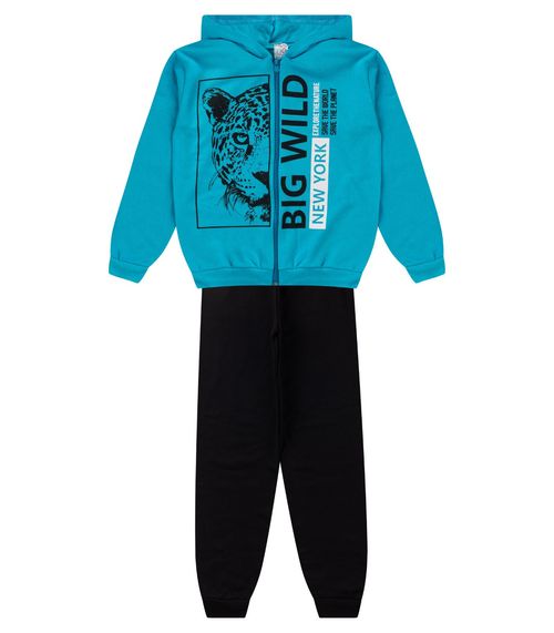Conjunto De Moletom Masculino Com Capuz Kappes Azul