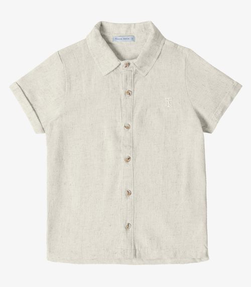Camisa Infantil Menino Com Botões Trick Nick Bege