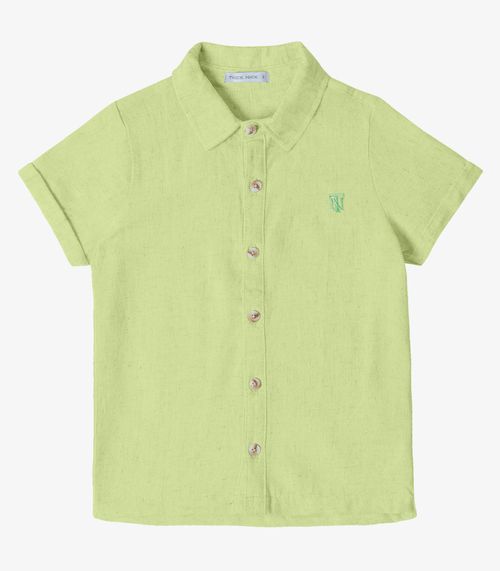 Camisa Infantil Menino Com Botões Trick Nick Verde