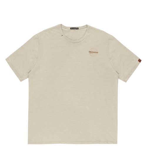 Camiseta Masculina Plus Size Flamê Diametro Bege