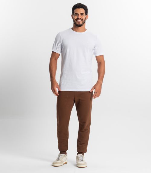 Calça Masculina Plus Size Em Moletom Diametro Marrom