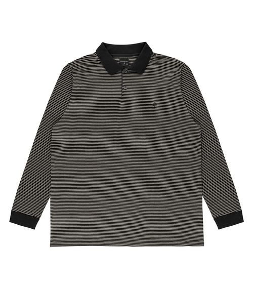 Polo Masculina Plus Size Manga Longa Diametro Preto