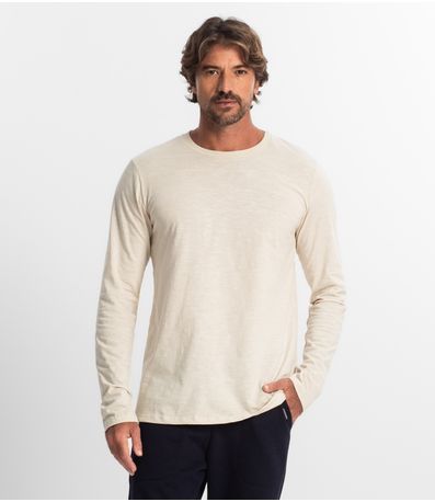 Camiseta Masculina Manga Longa Básica Diametro Bege