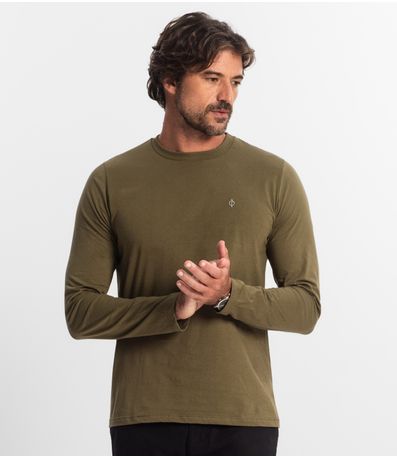 Camiseta Manga Longa Meia Malha Diametro Verde