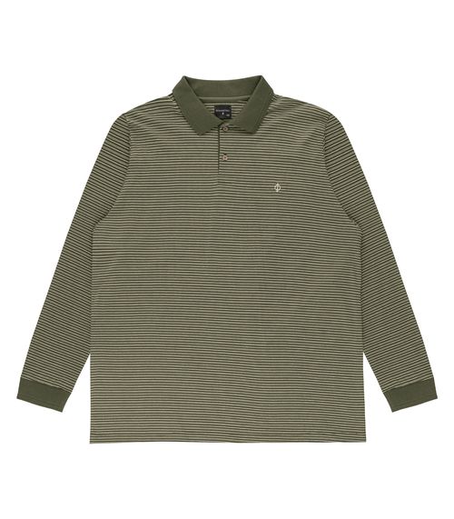 Polo Masculina Plus Size Manga Longa Diametro Verde