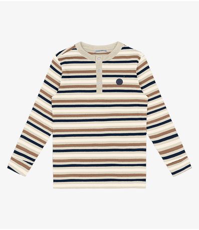 Camiseta Infantil Manga Longa Trick Nick Bege