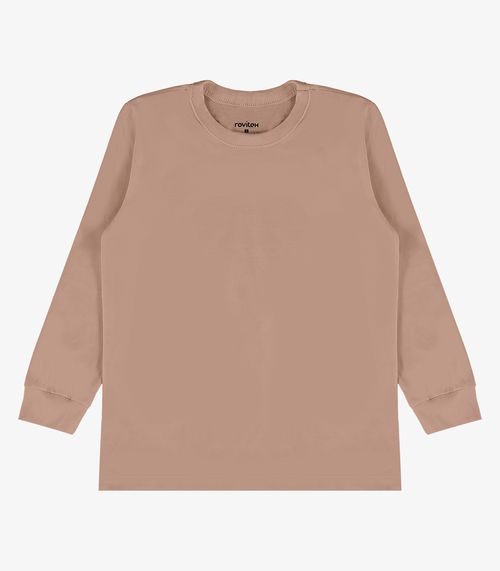 Camiseta Manga Longa Básica Rovitex Kids Marrom