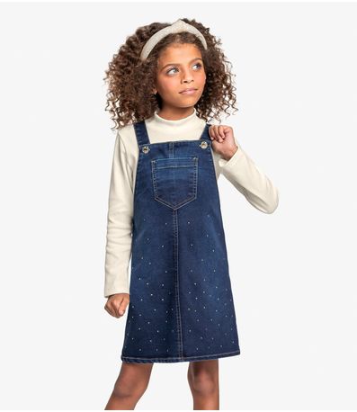 Conjunto Blusa Com Salopete Jeans Trick Nick Azul
