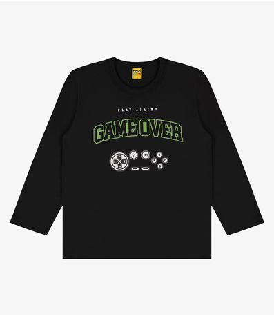 Camiseta Infantil Manga Longa Rovi Kids Preto