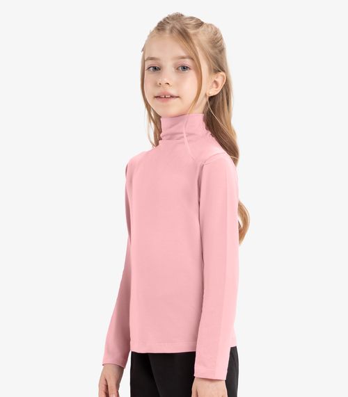 Blusa Manga Longa Infantil Gola Alta Rovitex Kids Rosa