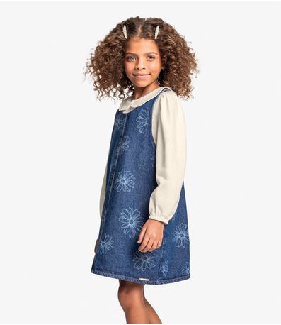 Conjunto Blusa Com Salopete Jeans Trick Nick Azul