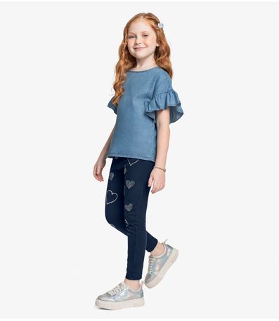 Conjunto Bata Light Denim Com Legging Trick Nick Azul