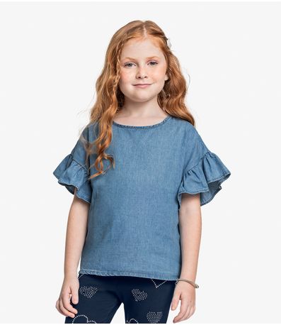 Conjunto Bata Light Denim Com Legging Trick Nick Azul